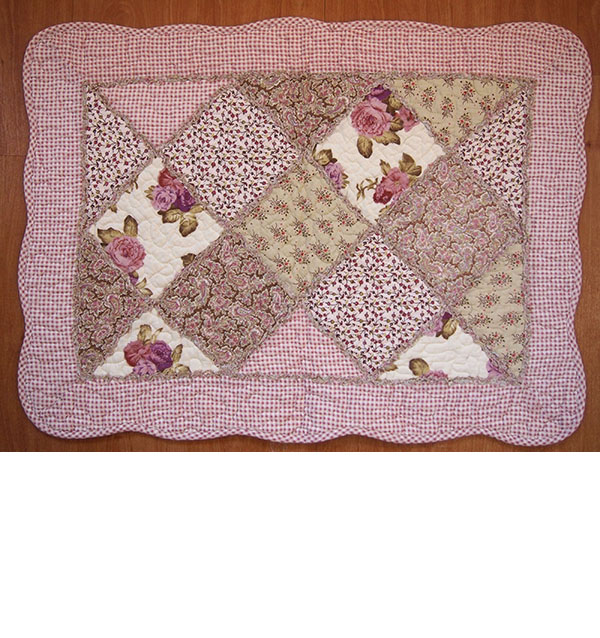 Fuchsia Floral Patchwork Non-Slip Quilted Cotton Mat